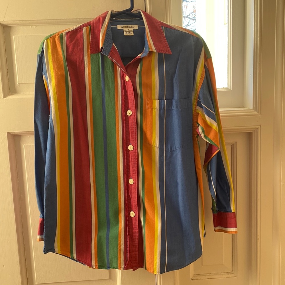 Ann Taylor Multi-colored Striped Buttondown shirt